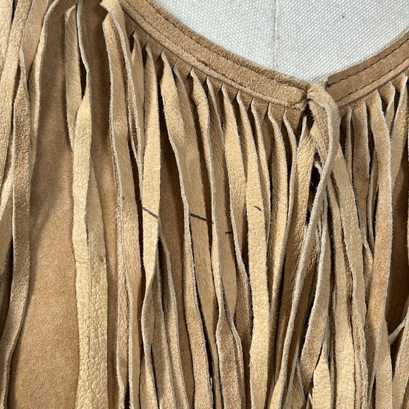 Mixit Suede Leather fringe jacket tan size large vintage - Picture 12 of 17